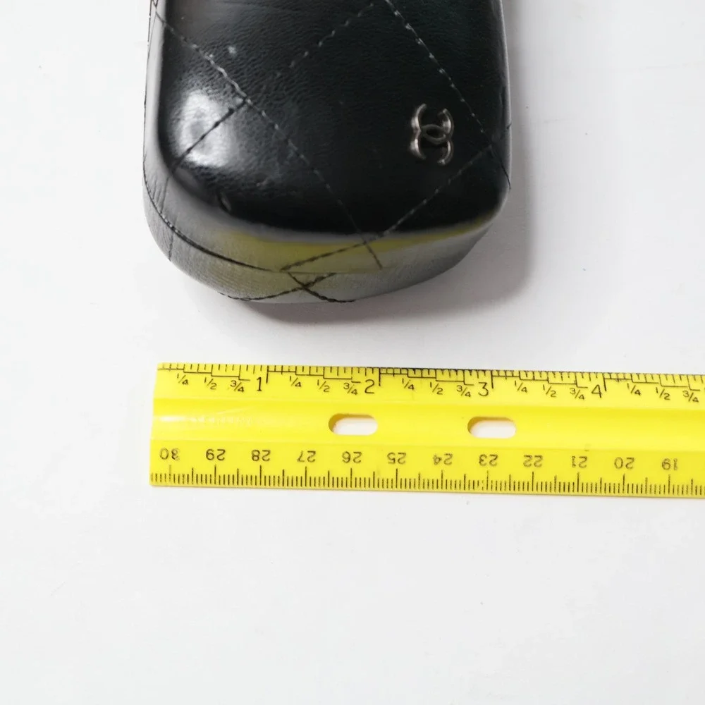 Chanel Black Quilted Leather Sunglasses Case Hard Shell CC Logo Clamshell Case‎